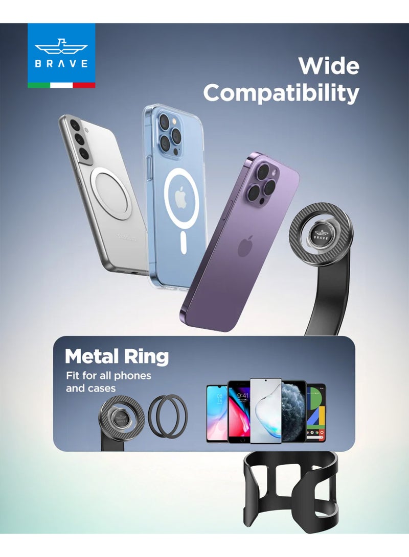 Brave Car Cup Holder Phone Mount with MagSafe Magnetic Mount, Adjustable 360° Gooseneck Arm – Universal Expandable Cup Holder Base Mobile Holder for Cars, SUV, Sedan & Trucks – Strong Grip Stable Base – Compatible with iPhone 17 / 17 Pro / 17 Pro Max / iPhone Air / 16 / 15 / 14 / 13 / 12 Series, Samsung Galaxy S25 / S24 / S23 / S22 Ultra, Android Devices & MagSafe Cases – Black - Image 5